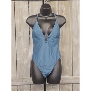 Cupshe Womens teal one piece Swimsuit open back Size M New Old Stock